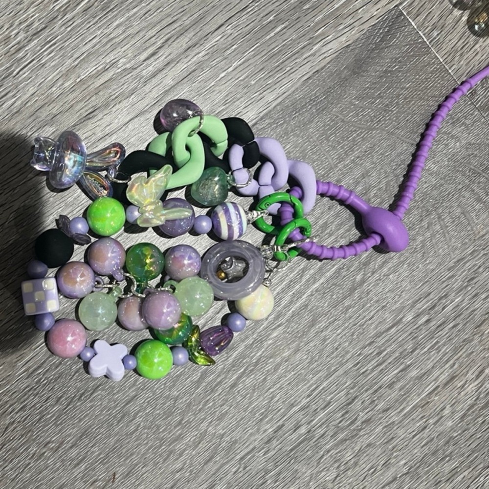 Colorful Beaded key  with Charms